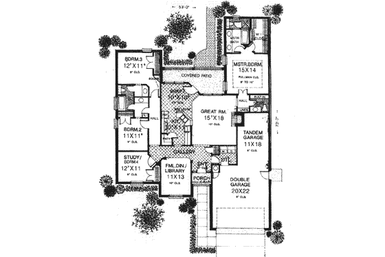 Floor Plan - Main Floor for European House Plan #310-593 - 4 bed, 2.5 bath