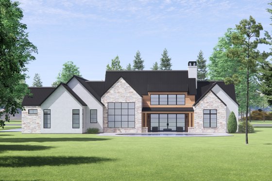 Exterior - Rear Elevation 1 for Modern House Plan #1096-42 - 4 bed, 3 bath