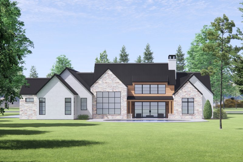 House Plan Design - Exterior - Rear Elevation 1 for Modern House Plan #1096-42 - 4 bed, 3 bath