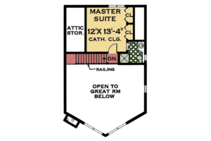 Floor Plan - Upper Floor for Cabin House Plan #3-107 - 3 bed, 2 bath