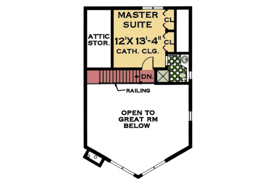 Floor Plan - Upper Floor for Cabin House Plan #3-107 - 3 bed, 2 bath