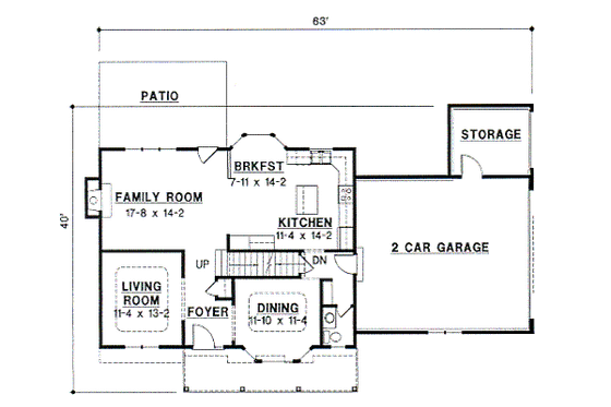 Floor Plan - Main Floor for Traditional House Plan #67-515 - 4 bed, 2.5 bath