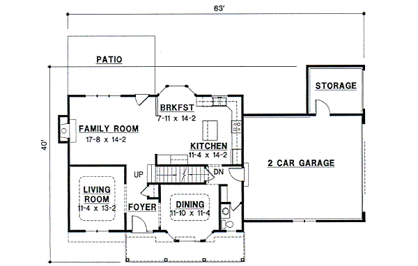 Floor Plan - Main Floor for Traditional House Plan #67-515 - 4 bed, 2.5 bath