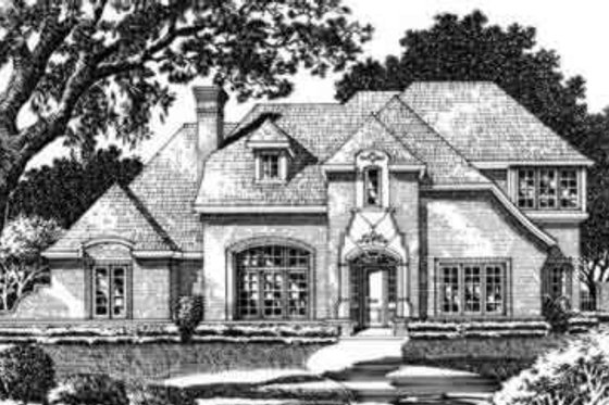Exterior - Front Elevation for European House Plan #141-144 - 4 bed, 4.5 bath