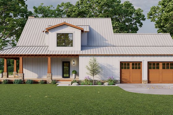 Exterior - Rear Elevation 1 for Country House Plan #923-299 - 3 bed, 2.5 bath
