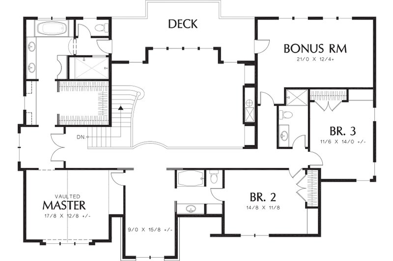 Dream House Plan - Floor Plan - Upper Floor for Tudor House Plan #48-664 - 3 bed, 3.5 bath
