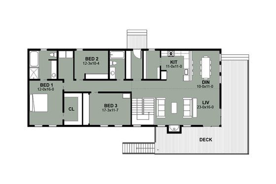 Floor Plan - Main Floor for Barndominium House Plan #497-1 - 4 bed, 2 bath