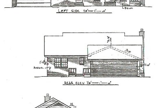 Exterior - Rear Elevation for Country House Plan #14-147 - 3 bed, 2 bath