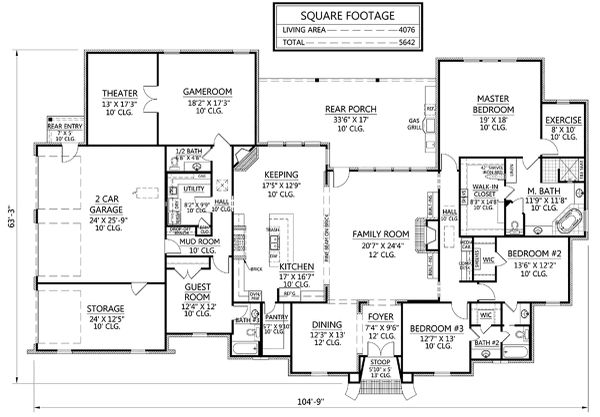 House Blueprint - Country Floor Plan - Main Floor Plan #1074-20