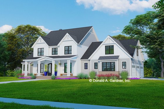 Exterior - Front Elevation 4 for Farmhouse House Plan #929-1168 - 4 bed, 3.5 bath