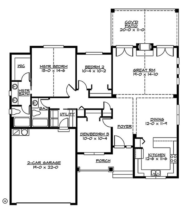 House Blueprint - Craftsman Floor Plan - Main Floor Plan #132-196