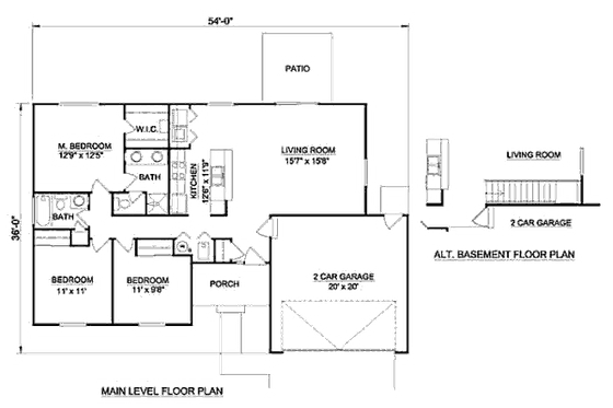 Floor Plan - Main Floor for Ranch House Plan #116-239 - 3 bed, 2 bath