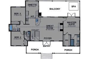 Floor Plan - Main Floor for Log House Plan #115-153 - 3 bed, 2 bath