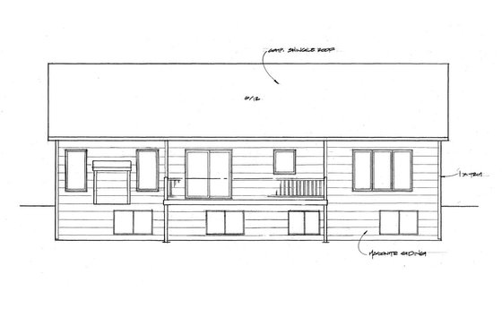 Exterior - Rear Elevation for Traditional House Plan #58-239 - 2 bed, 2.5 bath