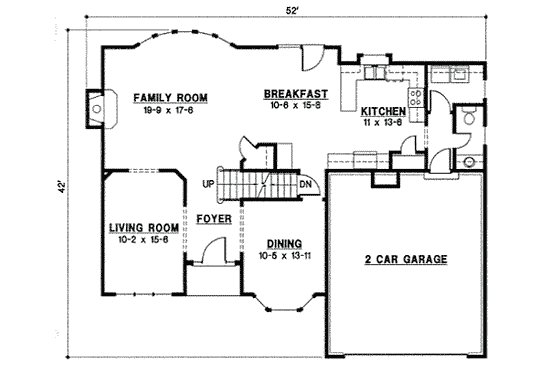 Floor Plan - Main Floor for Traditional House Plan #67-789 - 4 bed, 3 bath