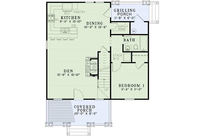 House Design - Floor Plan - Main Floor for Cottage House Plan #17-2451 - 3 bed, 2 bath