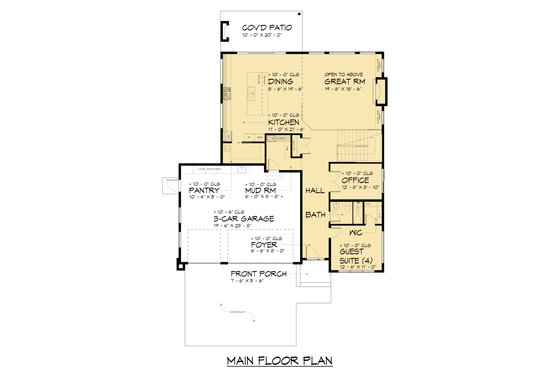 Floor Plan - Main Floor for Contemporary House Plan #1066-281 - 5 bed, 3 bath