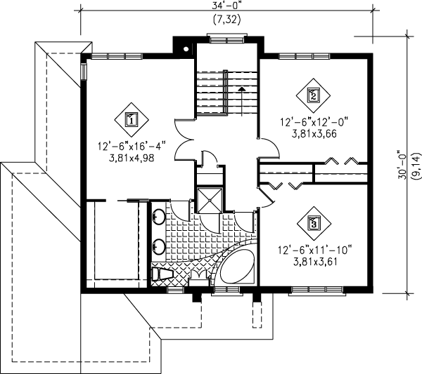 House Blueprint - Traditional Floor Plan - Upper Floor Plan #25-2018