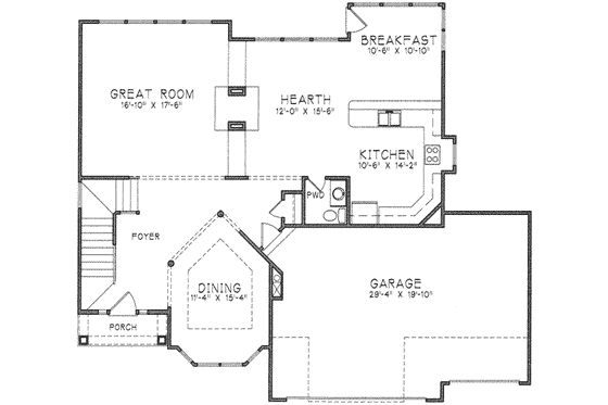 Floor Plan - Main Floor for European House Plan #6-213 - 4 bed, 3.5 bath