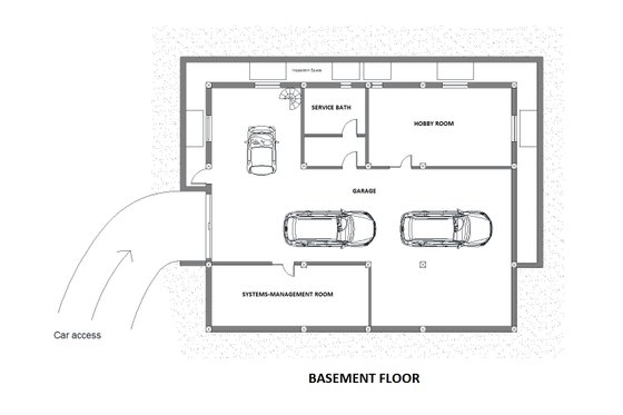 Floor Plan - Lower Floor for Contemporary House Plan #542-12 - 3 bed, 2 bath