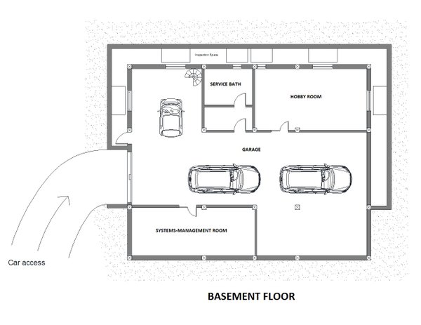 House Blueprint - Contemporary Floor Plan - Lower Floor Plan #542-12