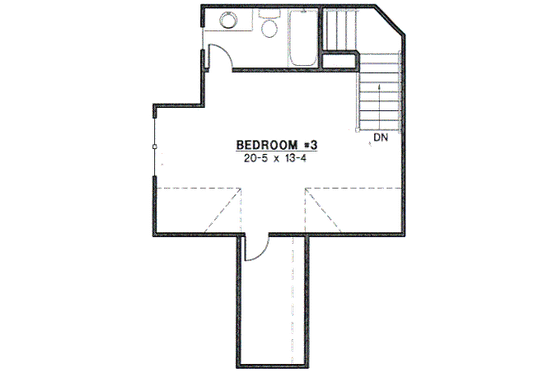 Floor Plan - Upper Floor for Traditional House Plan #67-411 - 3 bed, 3.5 bath