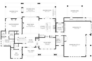 Floor Plan - Main Floor for Craftsman House Plan #1086-15 - 4 bed, 3 bath
