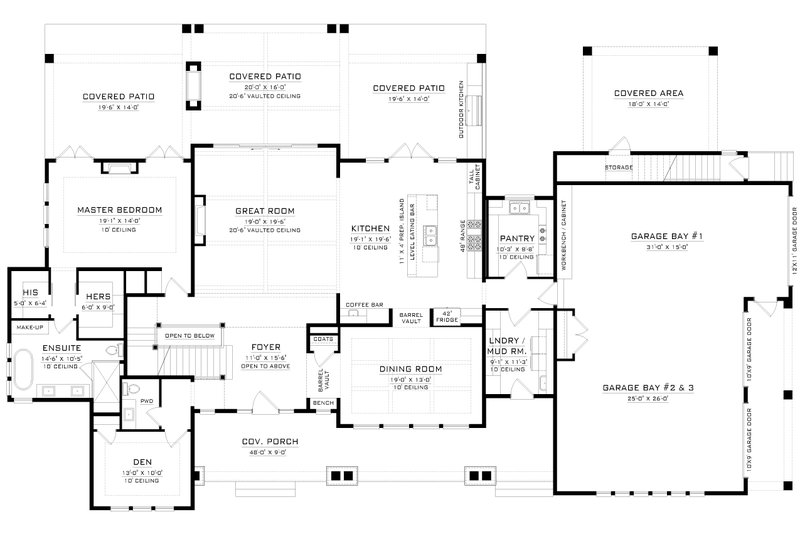 Architectural House Design - Floor Plan - Main Floor for Craftsman House Plan #1086-15 - 4 bed, 3 bath