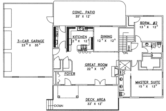 Floor Plan - Main Floor for Traditional House Plan #117-289 - 4 bed, 3 bath