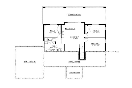 Floor Plan - Lower Floor for Contemporary House Plan #1064-387 - 3 bed, 2 bath
