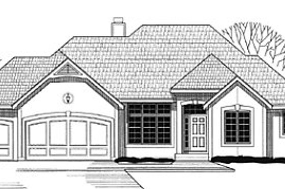 Exterior - Front Elevation for European House Plan #67-192 - 4 bed, 5 bath