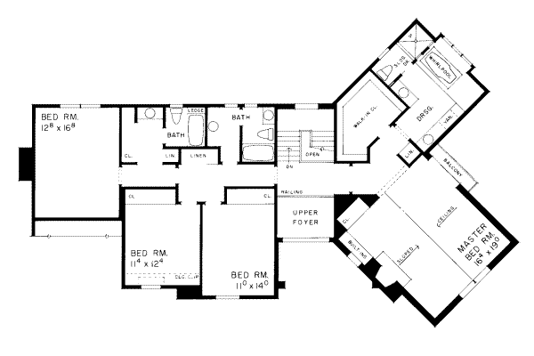 House Blueprint - European Floor Plan - Upper Floor Plan #72-386