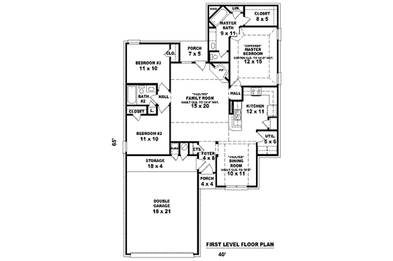 Floor Plan - Main Floor for European House Plan #81-1407 - 3 bed, 2 bath
