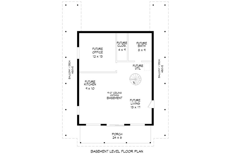 House Plan Design - Floor Plan - Lower Floor for Country House Plan #932-1140 - 1 bed, 1 bath