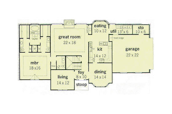 Floor Plan - Main Floor for European House Plan #16-224 - 4 bed, 4.5 bath