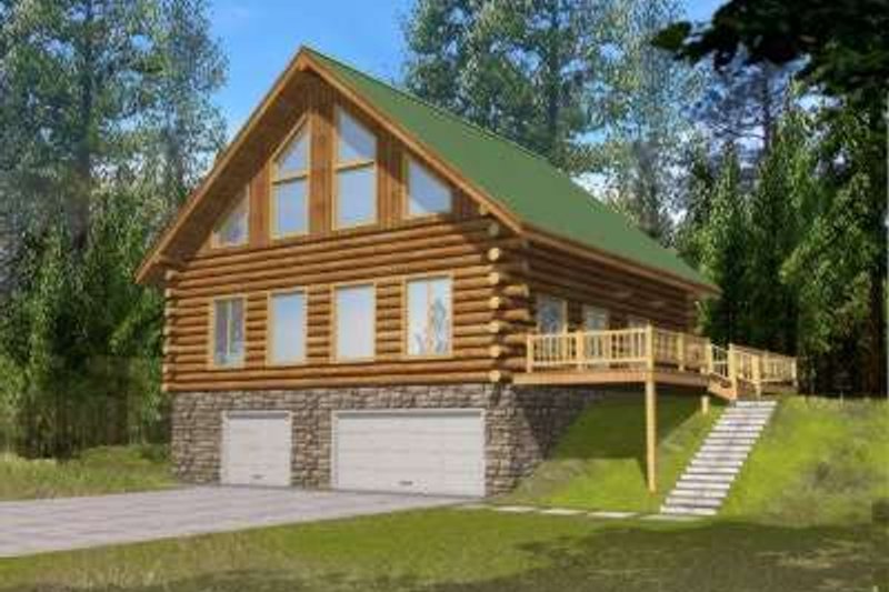 House Design - Log Exterior - Front Elevation Plan #117-475