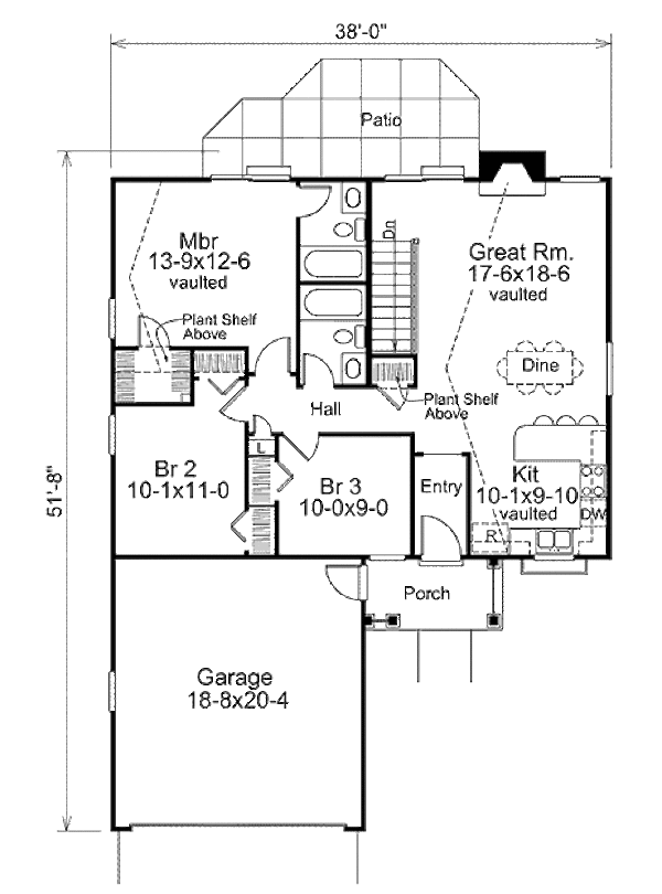 House Blueprint - Ranch Floor Plan - Main Floor Plan #57-382