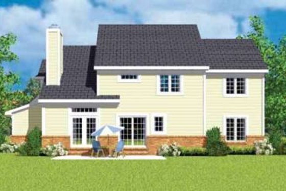 Exterior - Rear Elevation for European House Plan #72-481 - 4 bed, 2.5 bath