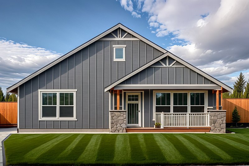 House Blueprint - Exterior - Front Elevation 3 for Craftsman House Plan #124-1419 - 1 bed, 1 bath