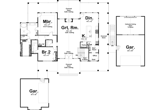 Floor Plan - Main Floor for Beach House Plan #455-245 - 2 bed, 2.5 bath