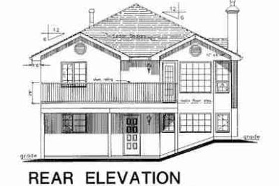 Exterior - Rear Elevation for Traditional House Plan #18-9401 - 5 bed, 3 bath