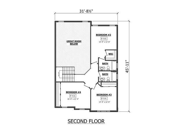 House Design - Floor Plan - Upper Floor for Craftsman House Plan #1089-47 - 4 bed, 3.5 bath