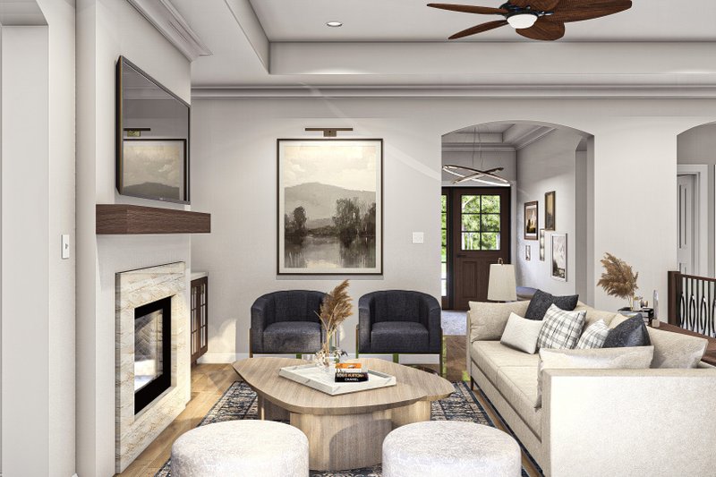 House Plan Design - Interior - Family Room 1 for Craftsman House Plan #455-219 - 3 bed, 2 bath