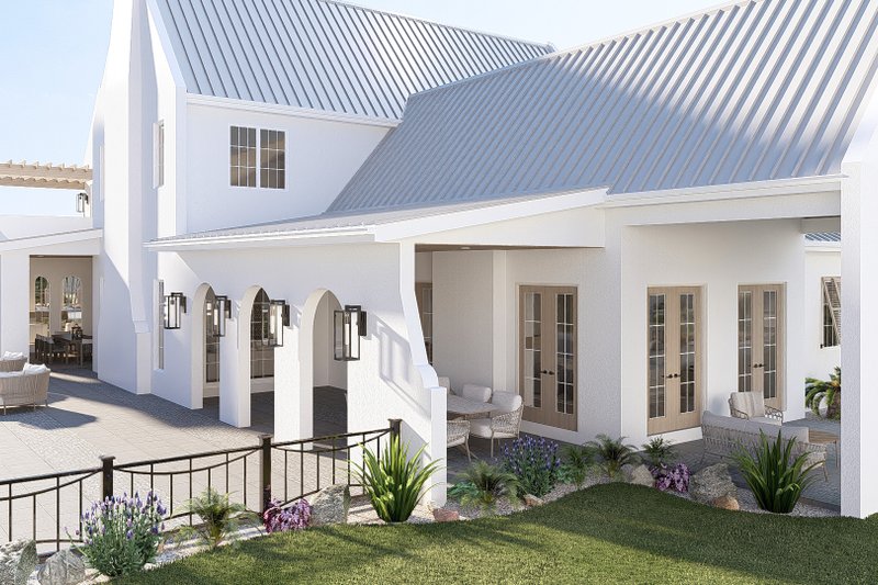 House Blueprint - Exterior - Rear Elevation 1 for Beach House Plan #455-766 - 4 bed, 3.5 bath