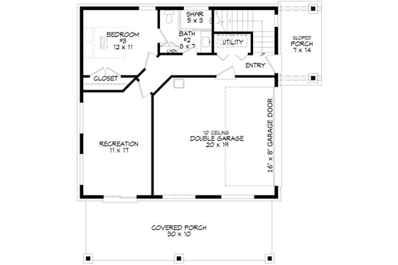 Floor Plan - Main Floor for Beach House Plan #932-976 - 3 bed, 2 bath