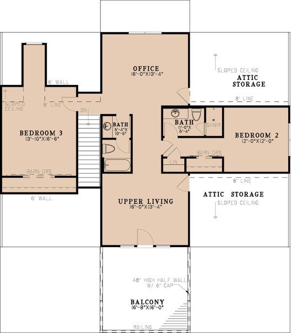 House Blueprint - Cabin Floor Plan - Upper Floor Plan #923-443