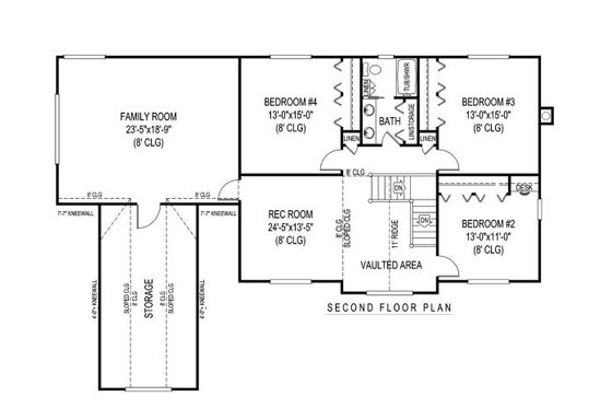Floor Plan - Upper Floor for Country House Plan #11-233 - 5 bed, 2.5 bath