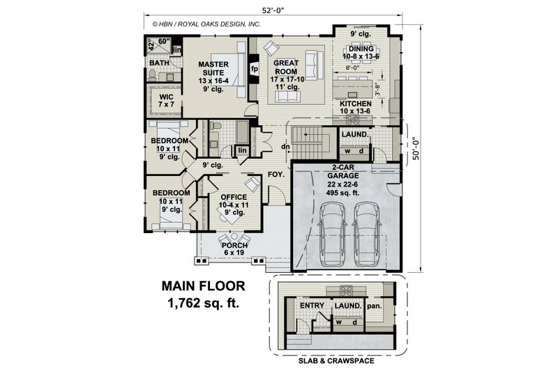 House Blueprint - Floor Plan - Main Floor for Traditional House Plan #51-1179 - 3 bed, 2 bath