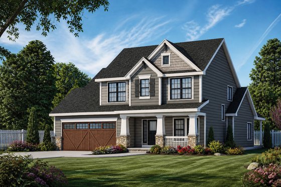 Exterior - Front Elevation 3 for Craftsman House Plan #20-2154 - 3 bed, 2.5 bath