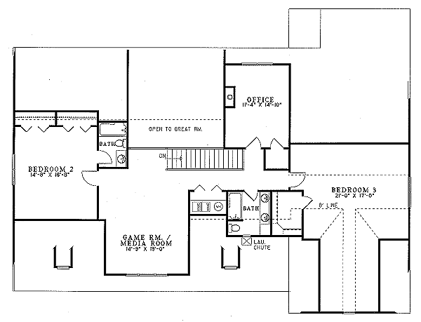 Home Plan - Traditional Floor Plan - Upper Floor Plan #17-254